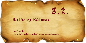 Balázsy Kálmán névjegykártya